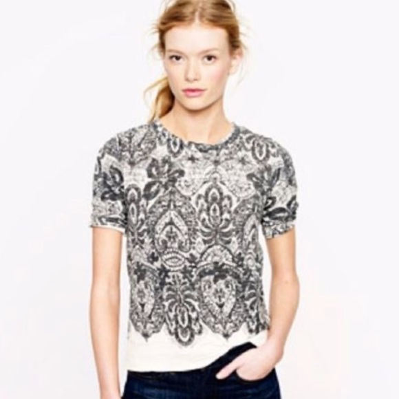 J. Crew Tops - j. crew | lace screen print ss sweatshirt